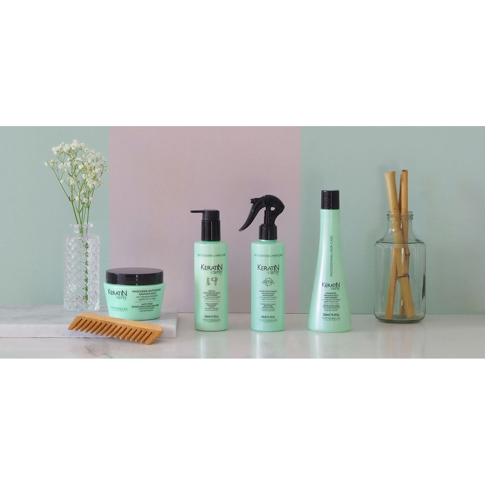 Curly Care Set Anti-Frizz Shampoo + Haarmasker + Haarspray voor Krullend of Pluizig Haar - 700ml